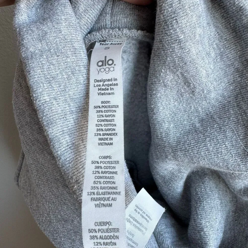 ALO Yoga Sweater Sweatshirt Womens Small Gray Turtle Neck Mock Neck Haze Funnel